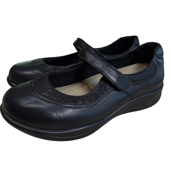 SAS Shoes - SAS Scenic Black Leather Mary Jane Flats Shoes 9.5 WW Wide Width Made in USA